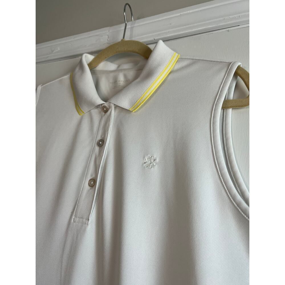Tory Sport TECH PIQUÉ SLEEVELESS POLO White Sz XL - Picture 6 of 8